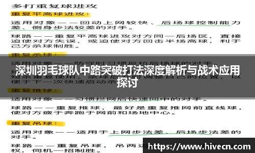 深圳羽毛球队中路突破打法深度解析与战术应用探讨
