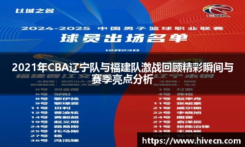 2021年CBA辽宁队与福建队激战回顾精彩瞬间与赛季亮点分析